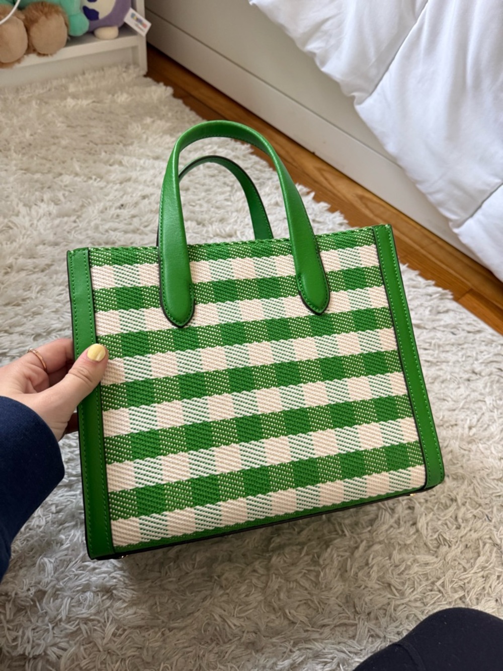 kate spade Green & Cream Gingham Tote - Picture 2 of 3